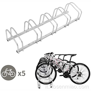 Portabiciclette regolabile da parcheggio a pavimento per 5 biciclette